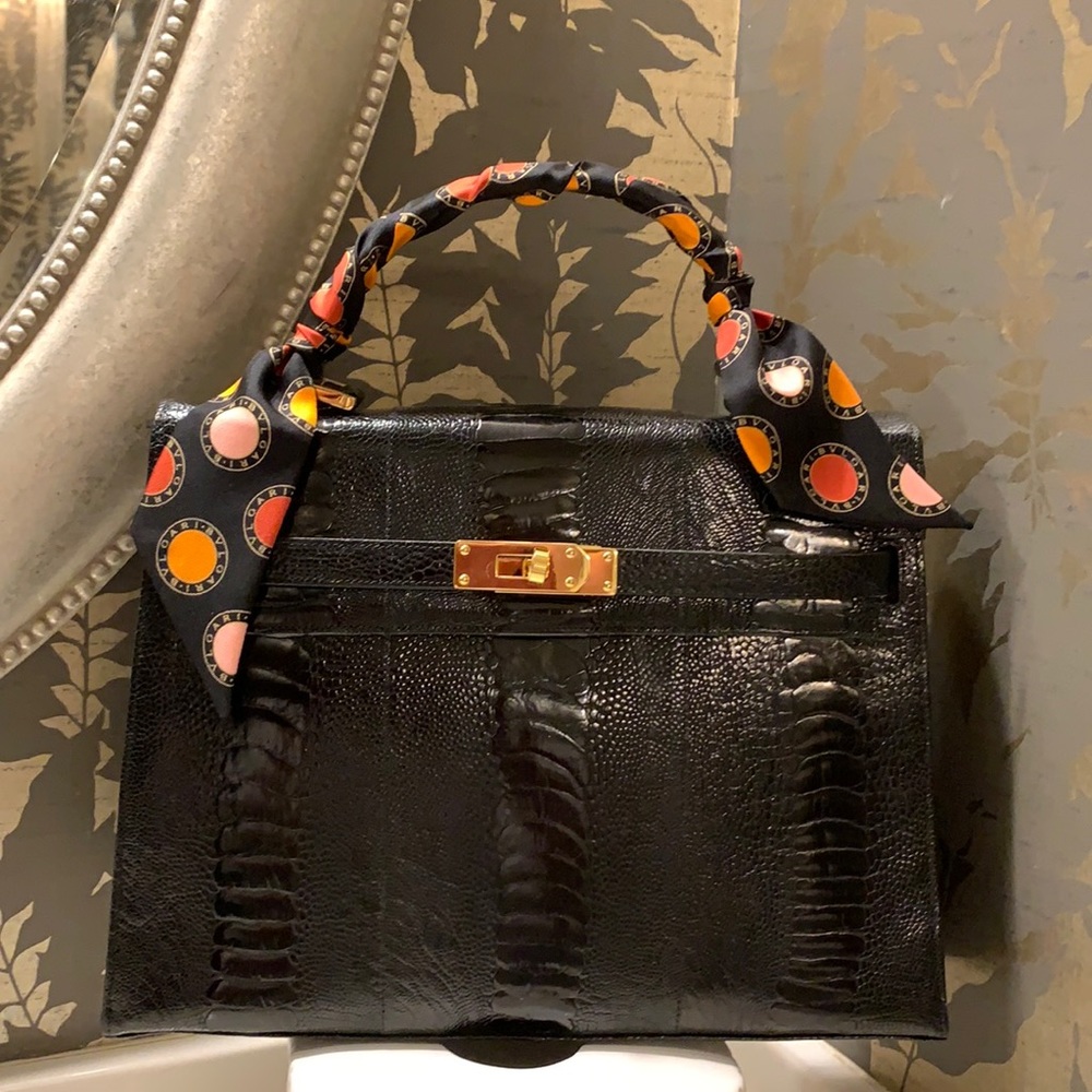 Ostrich leg skin vintage bag